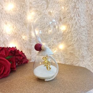 Γούρι Κλεψύδρα με Λευκό Κορδόνι