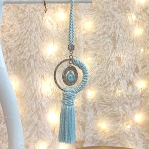 Κρεμαστό Γούρι για Νεογέννητα με Ευχές και Μάτι Σιέλ