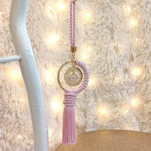 Κρεμαστό Γούρι για Νεογέννητα με Ευχές και Μάτι Ροζ