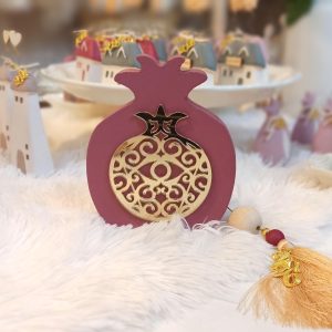 Γούρι Ρόδι Μπορντό Μεγάλο Δαντελωτό με Μάτι και Φούντα