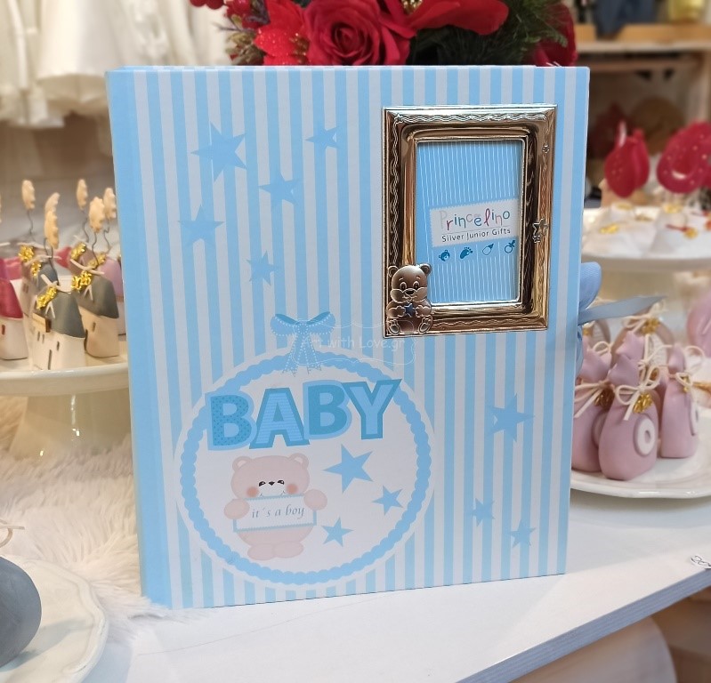 Κουτί Αναμνήσεων Σιέλ για Νεογέννητα με Άλμπουμ και Κορνίζα