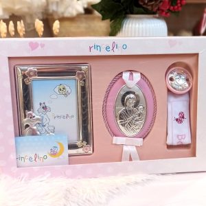 Σετ Δώρου Ροζ με Κορνίζα Παναγίτσα και Πιπιλοπιάστρα