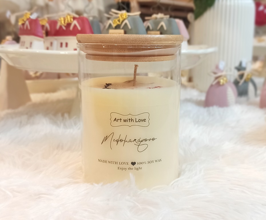 Κερί Σόγιας με Άρωμα Μελομακάρονο