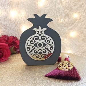 Ρόδι Γκρι Μεγάλο Δαντελωτό με Μάτι και Φούντα