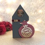 Γούρι Διπλό Σπίτι Γκρι με Ρόδι Μπορντό Μάτι και Ευχές