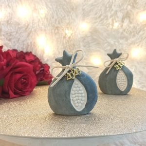 Γούρι Κεραμικό Ρόδι Γκρι με Σπόρους