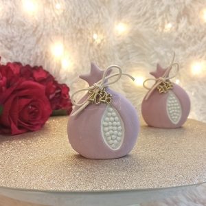 Γούρι Κεραμικό Ρόδι Ροζ με Σπόρους