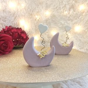 Κεραμικό Φεγγάρι Λιλά με Καρδιά