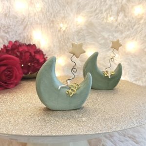 Κεραμικό Φεγγάρι Πράσινο με Αστέρι