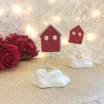 Γούρι Κεραμικό Σπίτι Κόκκινο σε Βάση