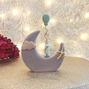 Φεγγάρι Λιλά με Παιδί και Μπαλόνι