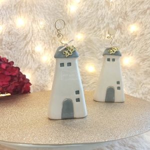 Γούρι Κεραμικό Σπιτάκι Γκρι