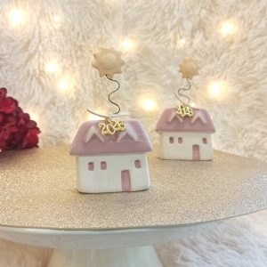 Κεραμικό Σπιτάκι Ροζ με Ήλιο