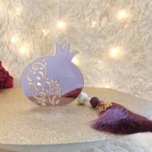 Γούρι Ρόδι Plexiglass Ροζ Χρυσό με Φούντα