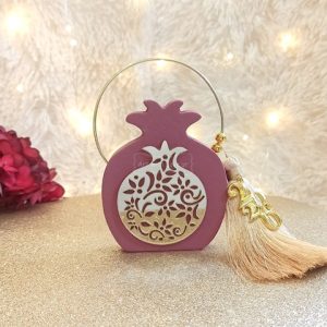 Γούρι Ρόδι Μπορντό Δαντελωτό με Στεφάνι και Φούντα