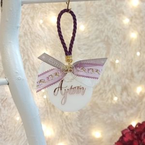 Κρεμαστό Γούρι Μωβ με Ευχές Plexiglass 04