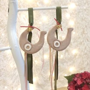 Γούρι Κρεμαστό Πέταλο Μπεζ με Μάτι