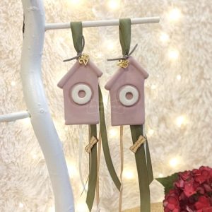 Γούρι Κρεμαστό Σπιτάκι Ροζ με Μάτι