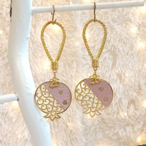 Γούρι Κρεμαστό Ρόδι Ροζ Μεταλλικό