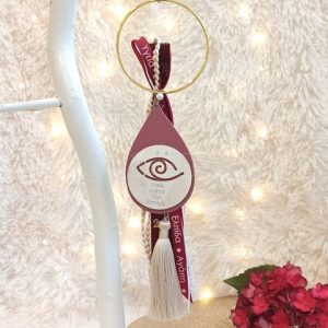 Κρεμαστό Γούρι Μπορντό Σταγόνα με Μάτι και Φούντα