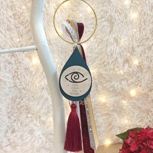 Κρεμαστό Γούρι Πράσινη Σταγόνα με Μάτι και Φούντα