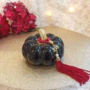 Κεραμική Κολοκύθα Μαύρη με Γούρι