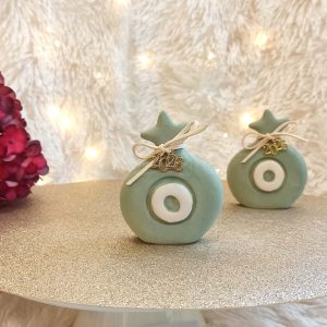 Γούρι Κεραμικό Ρόδι Πράσινο με Μάτι