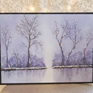 Ζωγραφισμένο Καδράκι Κλαδιά Χιονισμένα