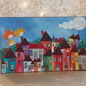 Ζωγραφισμένο Καδράκι Χαρούμενη Πόλη