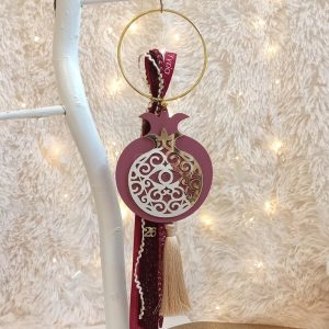 Κρεμαστό Γούρι Μπορντό Ρόδι με Μάτι