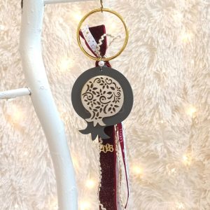 Κρεμαστό Γούρι Ρόδι Γκρι Δαντελωτό