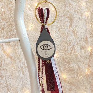 Κρεμαστό Γούρι Σταγόνα Γκρι με Μάτι και Ευχές