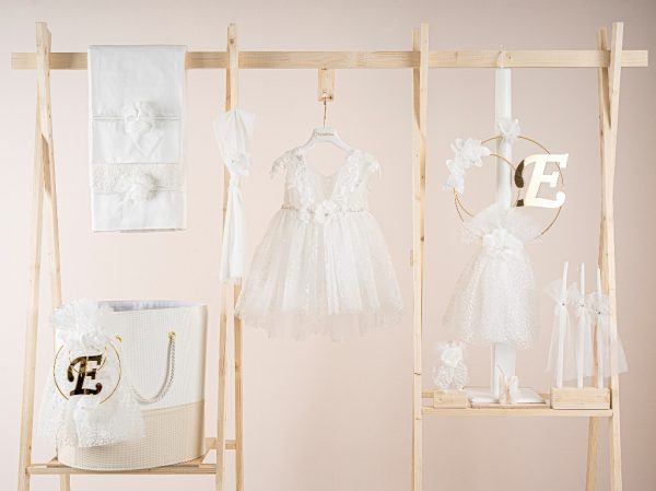 Ολοκληρωμένο Σετ βάπτισης Piccolino Filomena Ivory με καλάθι